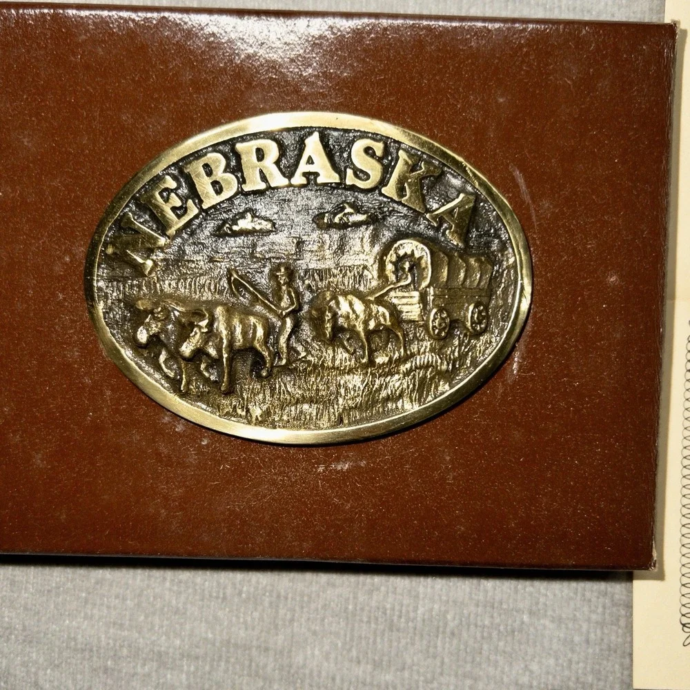 The Great American Buckle Collection Nebraska Solid‎ Brass Western Belt Buckle